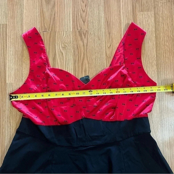 Torrid NWT Dress Black Red Satin Swing Rockabilly Sweetheart Pin Up Bows sz 22 - Picture 10 of 12